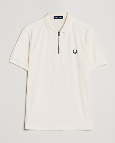 Herre |  | Fred Perry | Towelling Zip Neck Polo Ecru