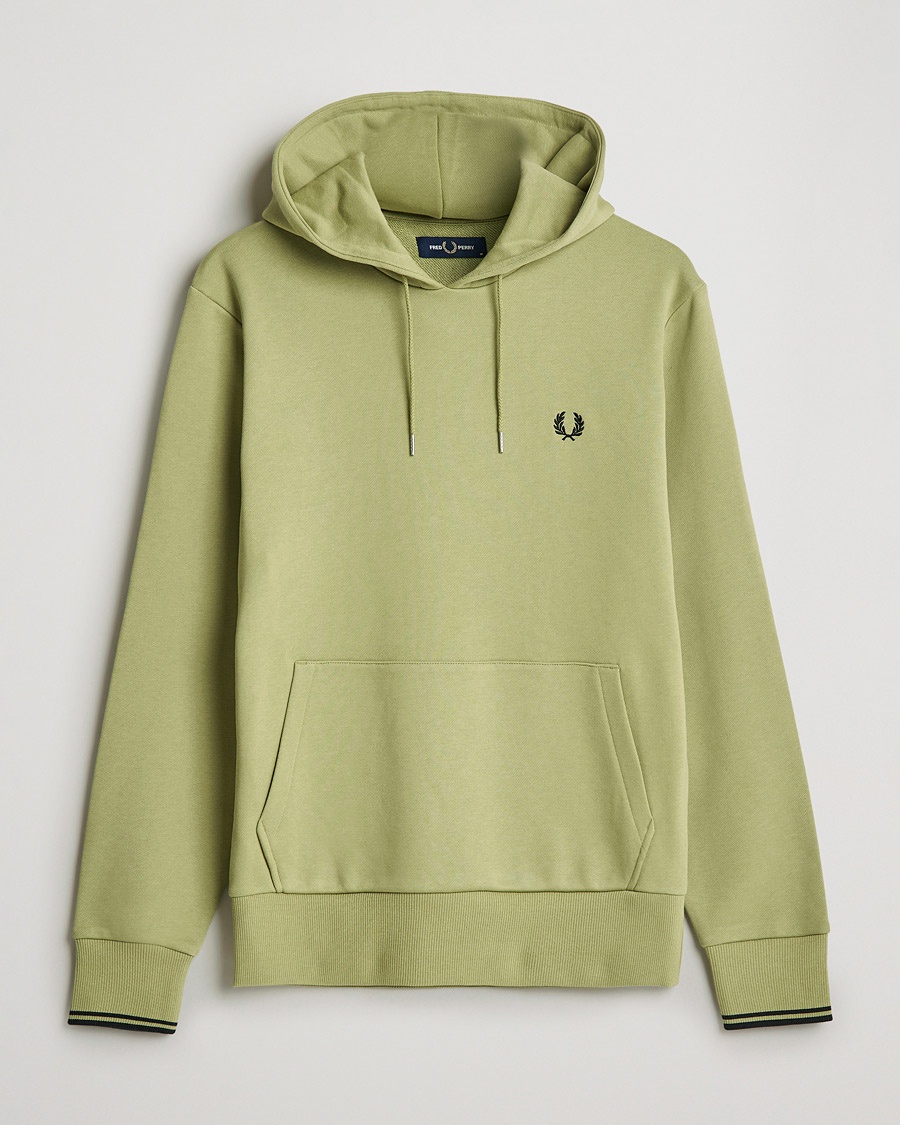 Herre | | Fred Perry | Tipped Hooded Sweatshirt Sage Green