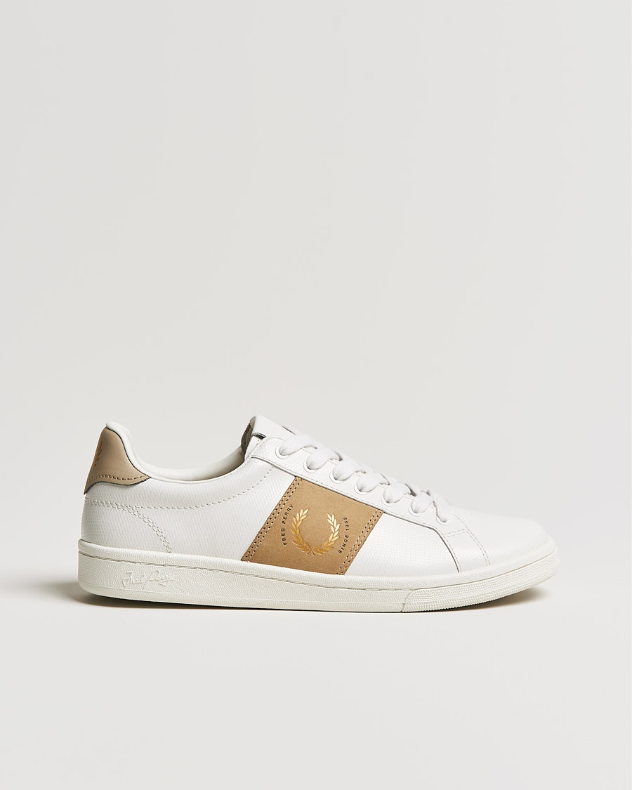 Herre | | Fred Perry | B721 Pique Embossed Leather Sneaker Porcelain