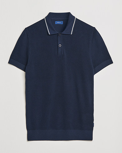 Herre | Pikéer | GANT | Textured Knitted Polo Evening Blue