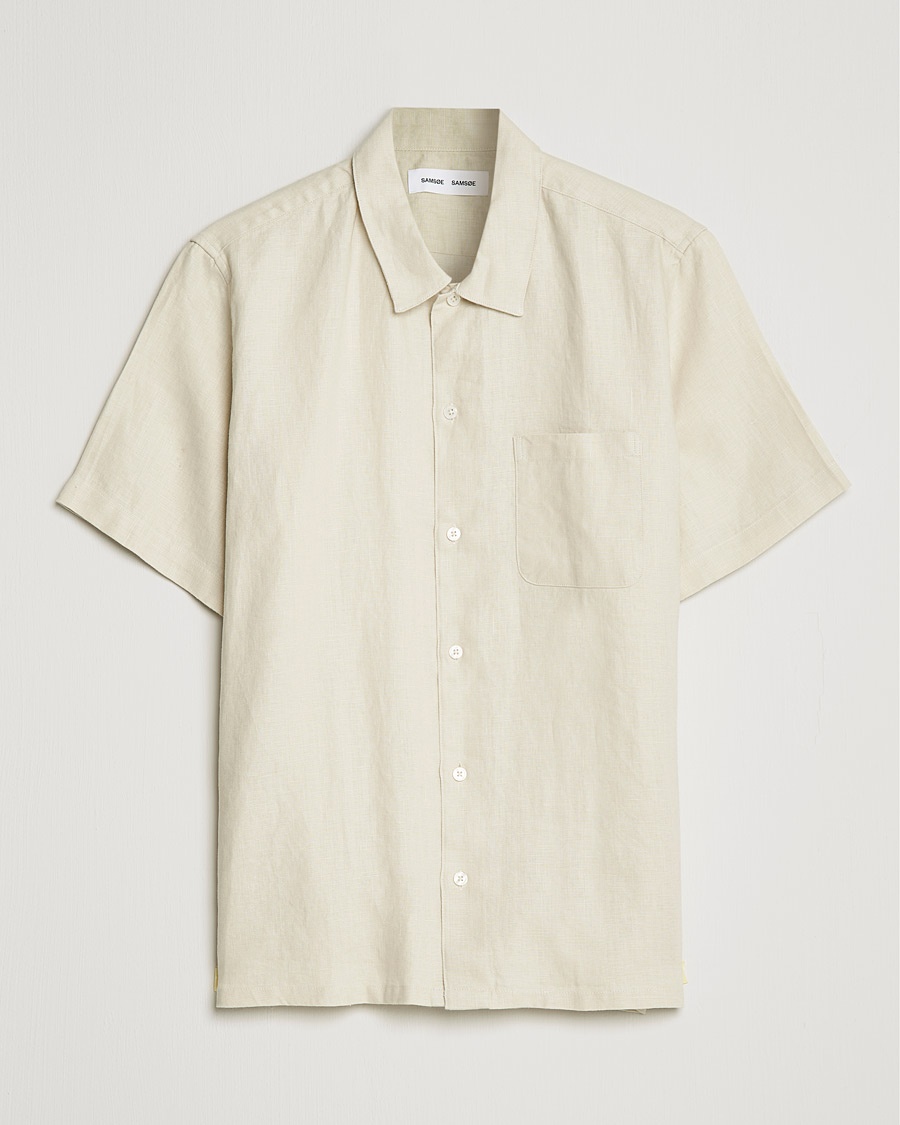 Samsøe & Samsøe Avan Linen Short Sleeve Shirt Oatmeal Samsøe & Samsøe Avan Linen Short Sleeve Shirt Oatmeal