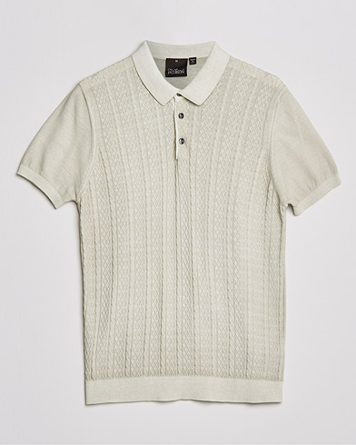 Herre | Klær | Oscar Jacobson | Bard Knitted Cotton Crepe Polo Creme