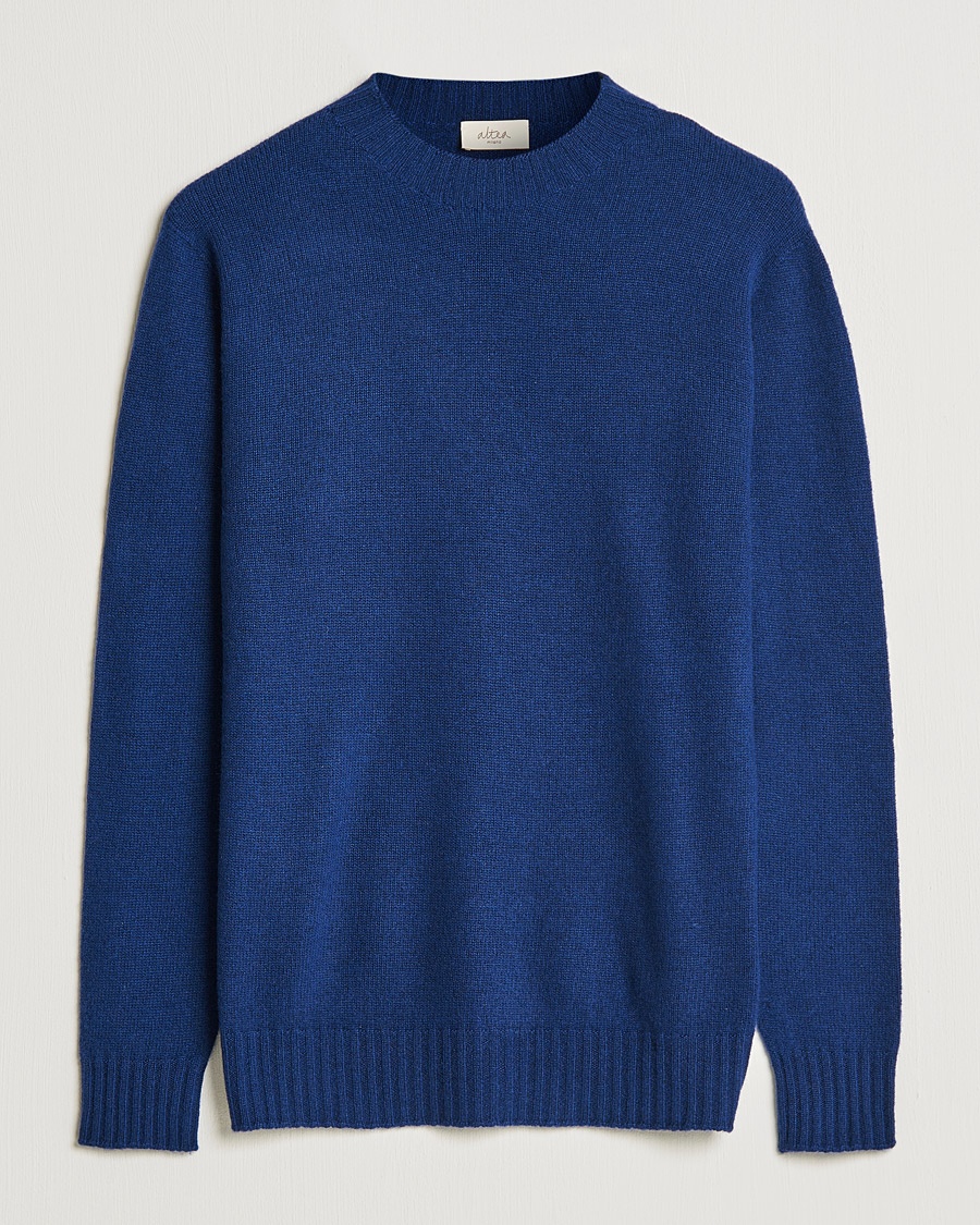 Herre | | Altea | Wool/Cashmere Crew Neck Sweater Open Blue
