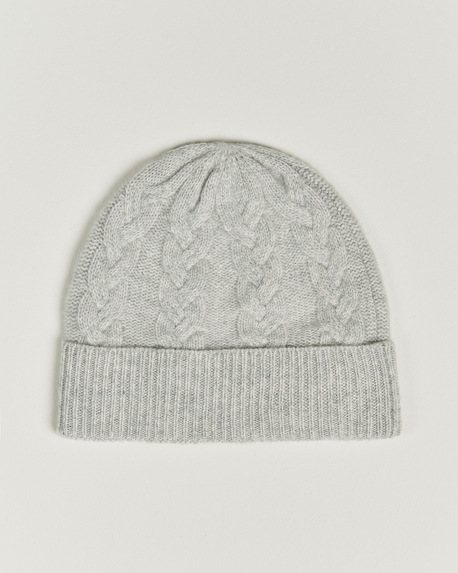 Herre | | Amanda Christensen | Cashmere Cable Knitted Cap Light Grey Melange