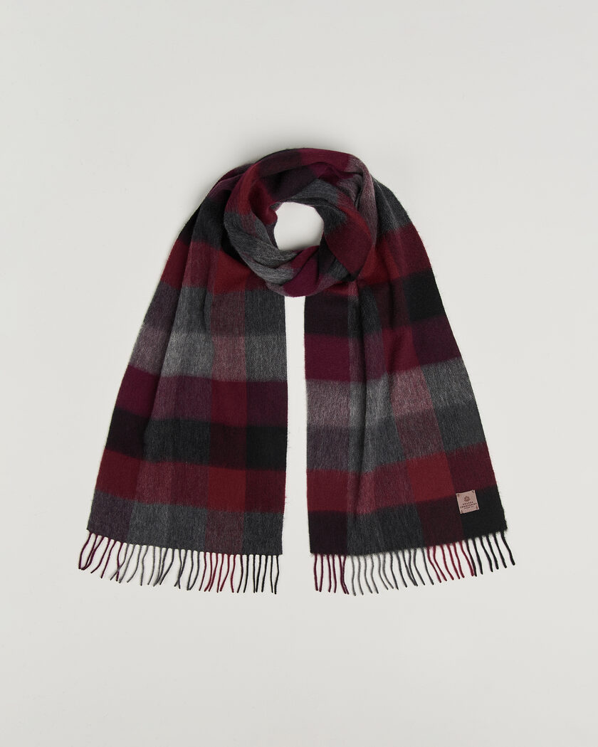 Amanda ChristensenWool Block Check ScarfWine/Black – Rød