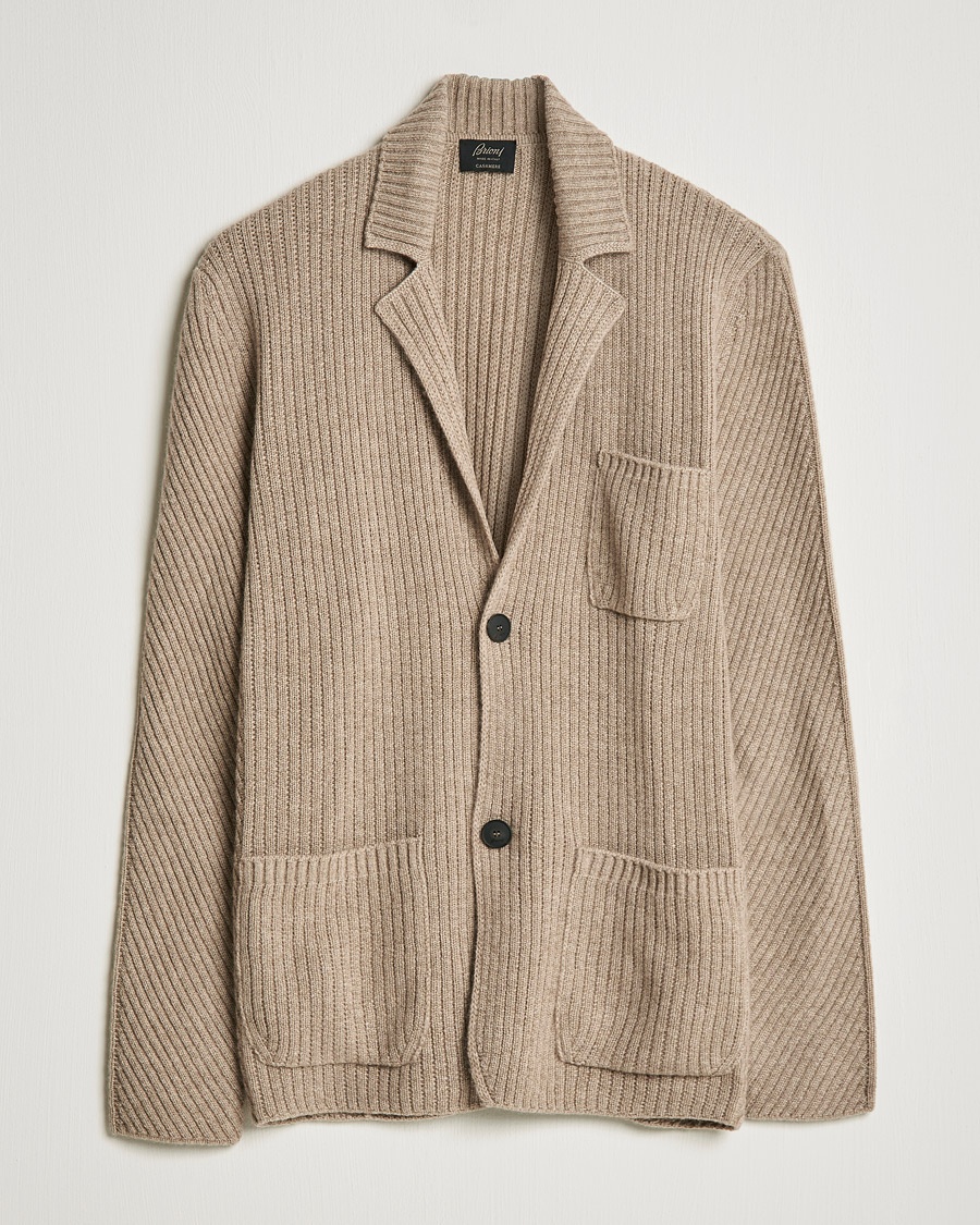Herre | | Brioni | Pure Cashmere Knitted Blazer Beige