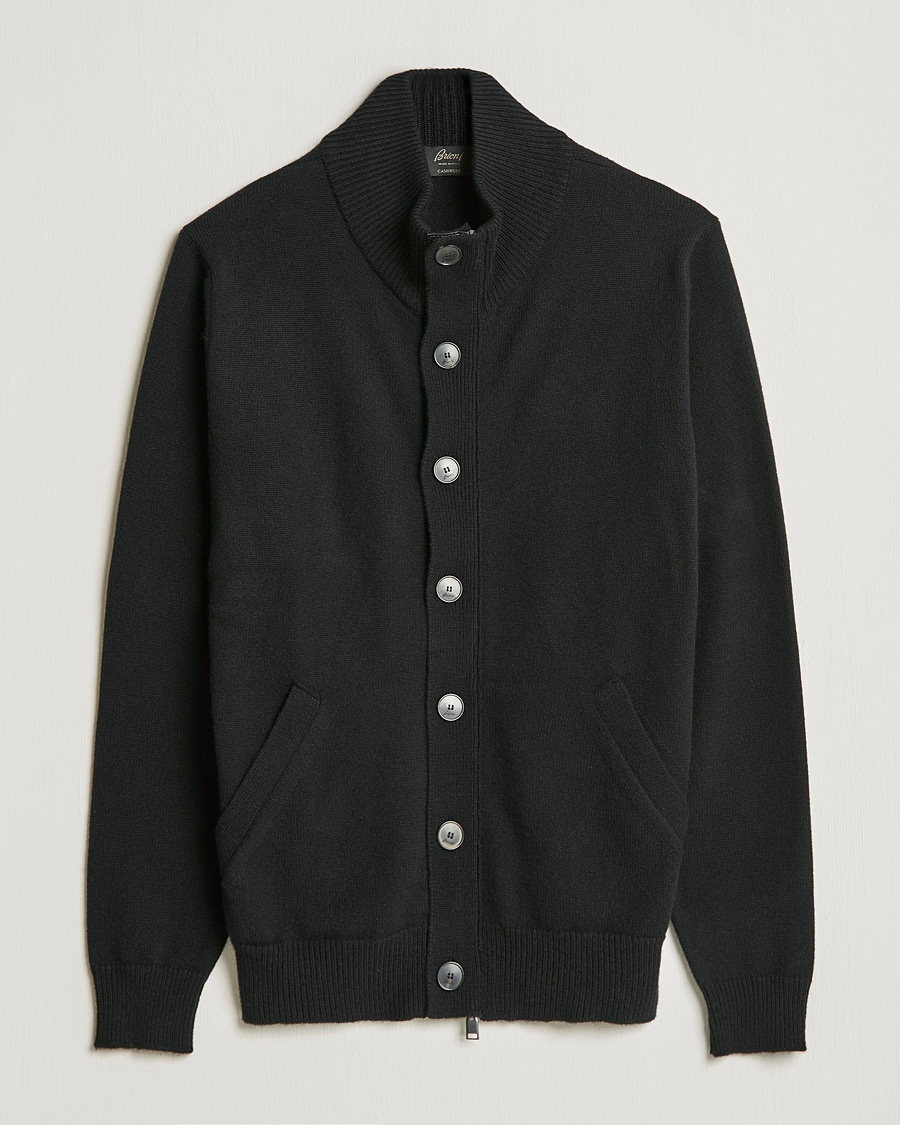 Herre | | Brioni | Cashmere Full Zip Cardigan Black