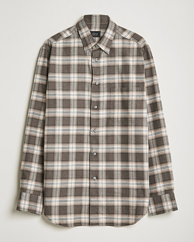 Herre | Skjorter | Brioni | Check Flannel Shirt Beige