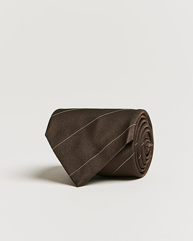 Herre | Italian Department | Brioni | Regimental Stripe Silk Tie Dark Brown