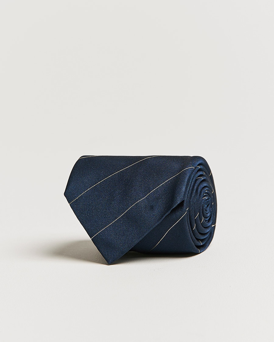 Herre | | Brioni | Regimental Stripe Silk Tie Navy
