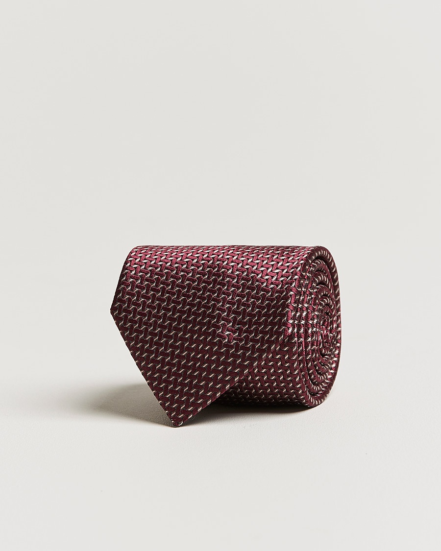 Herre | | Brioni | Micro Pattern Silk Tie Burgundy