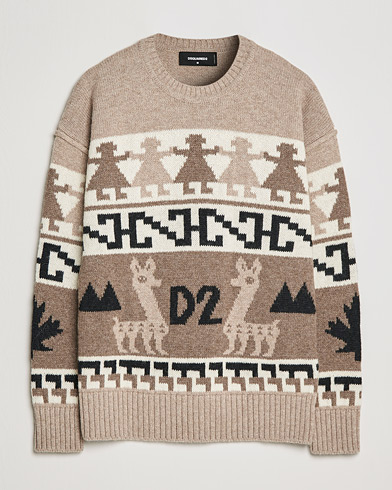 Herre | Julegensere | Dsquared2 | Llamas Heavy knitted Sweater Beige