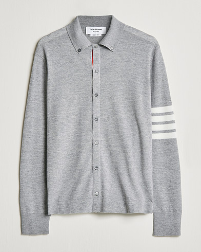 Herre | Skjorter | Thom Browne | Merino Wool Button Down Shirt Light Grey