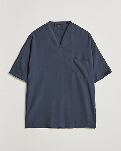 Herre | Kortermede t-shirts | Giorgio Armani | Silk Blend T-Shirt Navy
