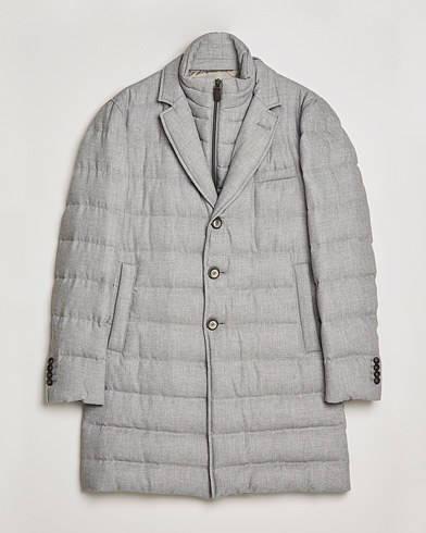 Herre | Italian Department | Herno | Flannel Down Coat Light Grey
