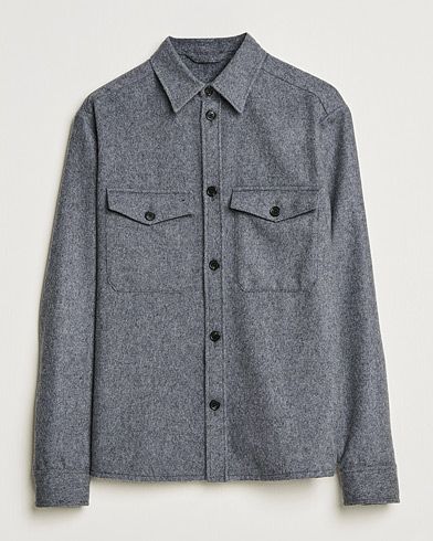 Herre | Skjortejakke | J.Lindeberg | Flat Wool Regular Overshirt Grey Melange