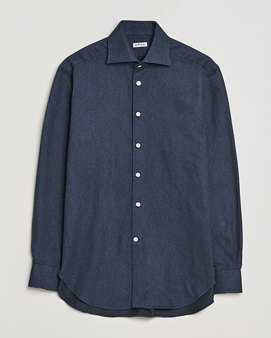 Herre | Kiton | Kiton | Slim Fit Flannel Shirt Dark Blue