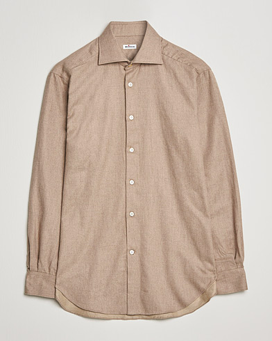 Herre | Flanellskjorter | Kiton | Slim Fit Flannel Shirt Beige