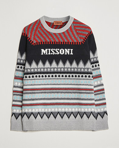 Herre | Missoni | Missoni | Mountain Calling Jacquard Sweater Grey/Red