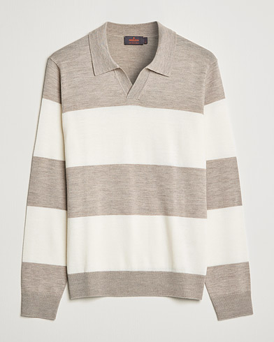 Herre |  | Morris | Delon Merino Knitted Polo Shirt Beige/White