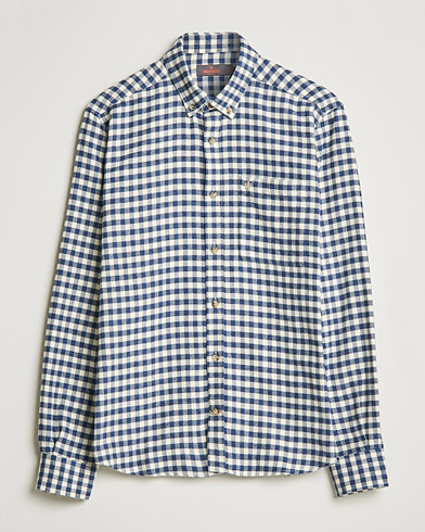 Herre | Preppy Authentic | Morris | Brushed Twill Checked Shirt Navy/White