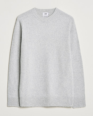 Herre | Strikkede gensere | NN07 | Nathan Brushed Wool Knitted Sweater Light Grey Mel