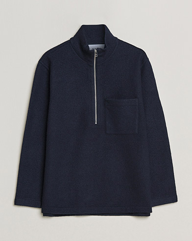 Herre | Wardrobe basics | NN07 | Anders Boiled Wool Half Zip Navy