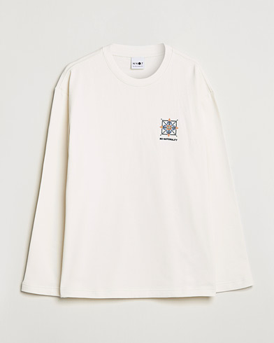 Herre | T-Shirts | NN07 | Alan Heavy Logo Long Sleeve T-Shirt Off White