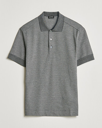 Herre | Pikéer | Zegna | Cotton/Silk Short Sleeve Polo Grey