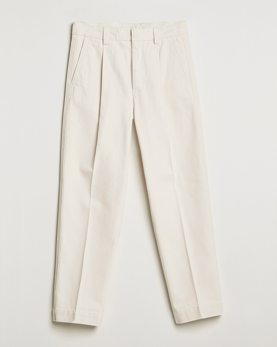 Herre | | Zegna | Pleated Bull Denim Pants Off White