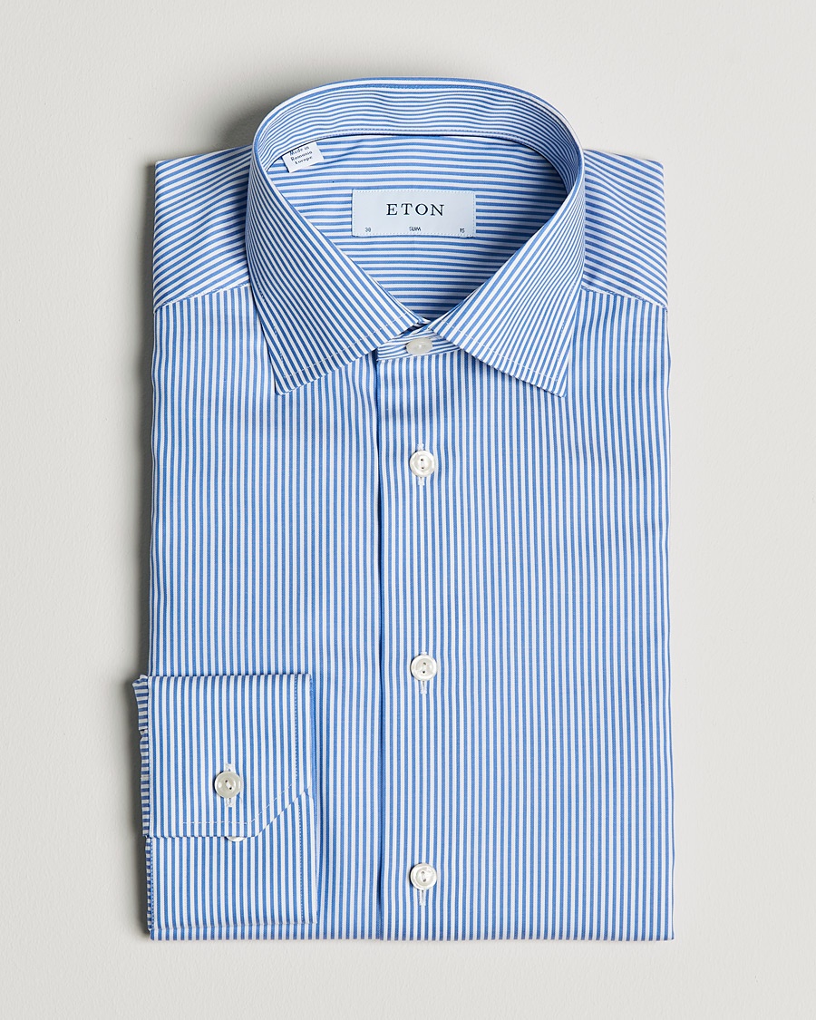 Herre | | Eton | Bengal Stripe Fine Twill Shirt Royal Blue