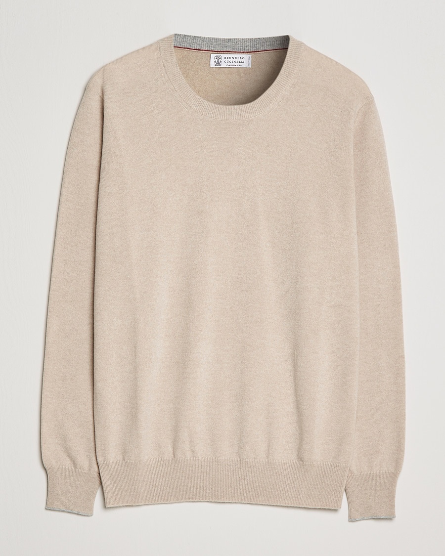 Herre | | Brunello Cucinelli | 2 Ply Cashmere Pullover Beige