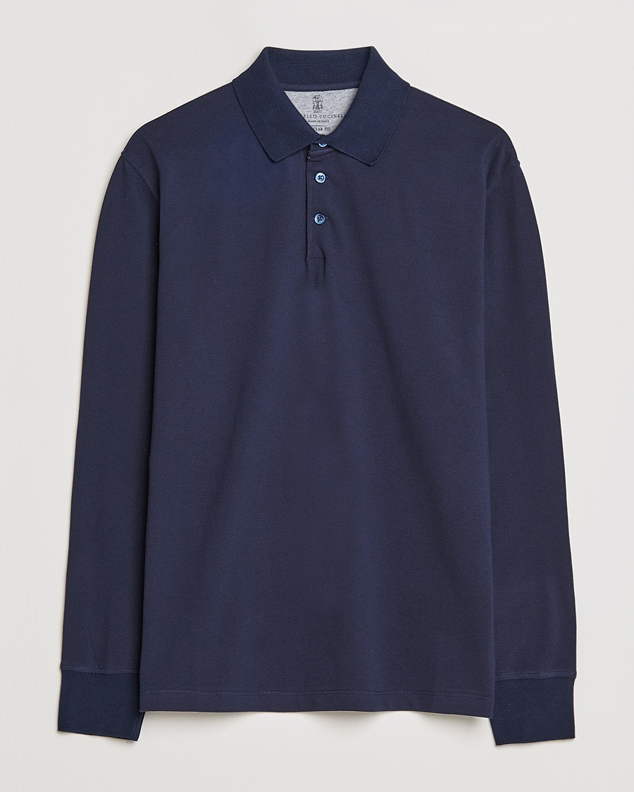 Herre | | Brunello Cucinelli | Long Sleeve Polo Navy