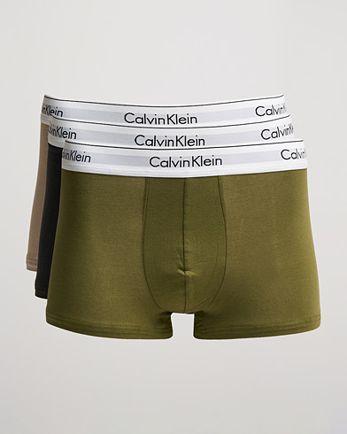 Herre |  | Calvin Klein | Cotton Stretch 3-Pack Trunk Beige/Black/Olive