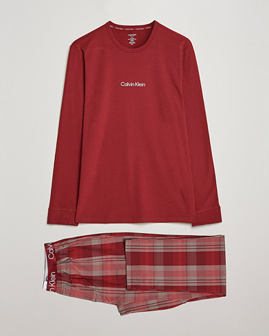 Herre | Pyjamaser & Badekåper | Calvin Klein | Logo Long Sleeve Checked Pyjama Set Red