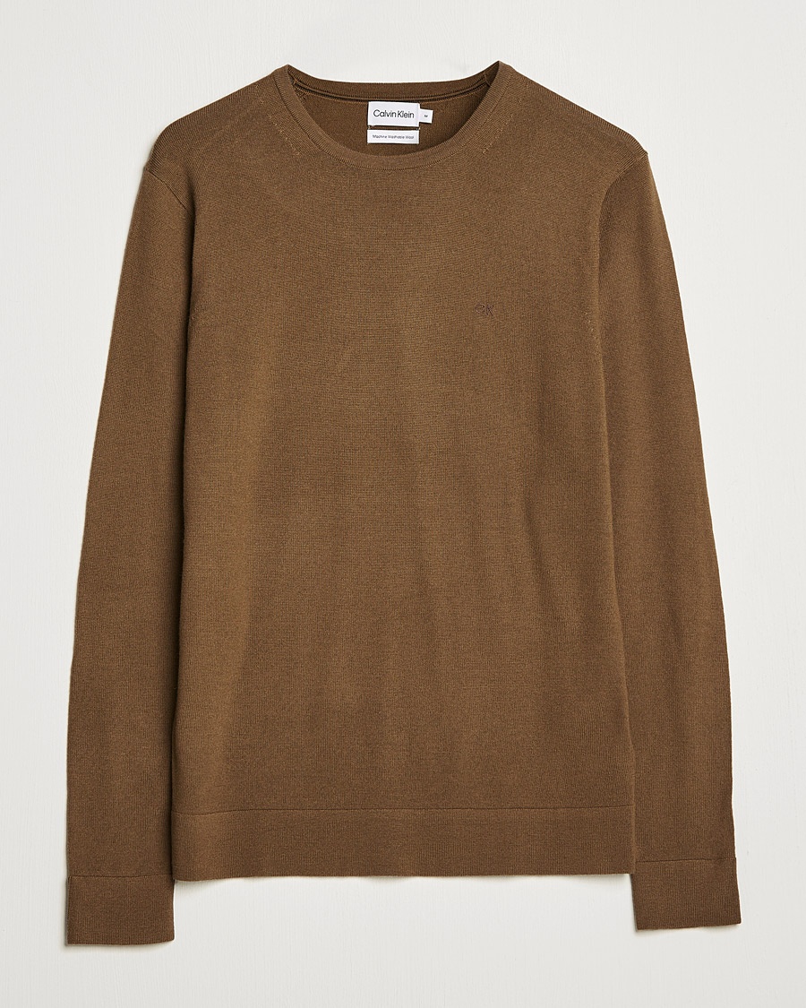 Herre | | Calvin Klein | Superior Wool Crew Neck Sweater Chester Brown