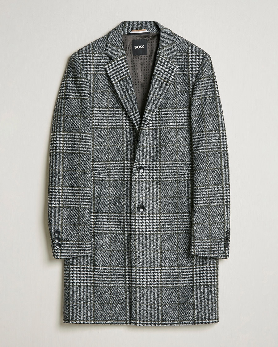Herre | | BOSS | Hyde Wool Checked Coat Black/Grey