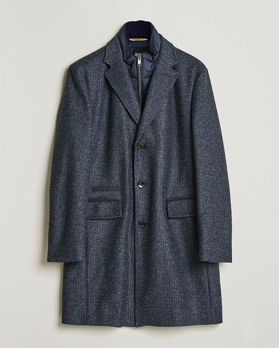 Herre | | BOSS | Hyde Wool/Cashmere Stand Up Collar Coat Dark Blue