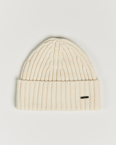 Herre | Luer | BOSS | Lino Cable Knitted Beanie Open White