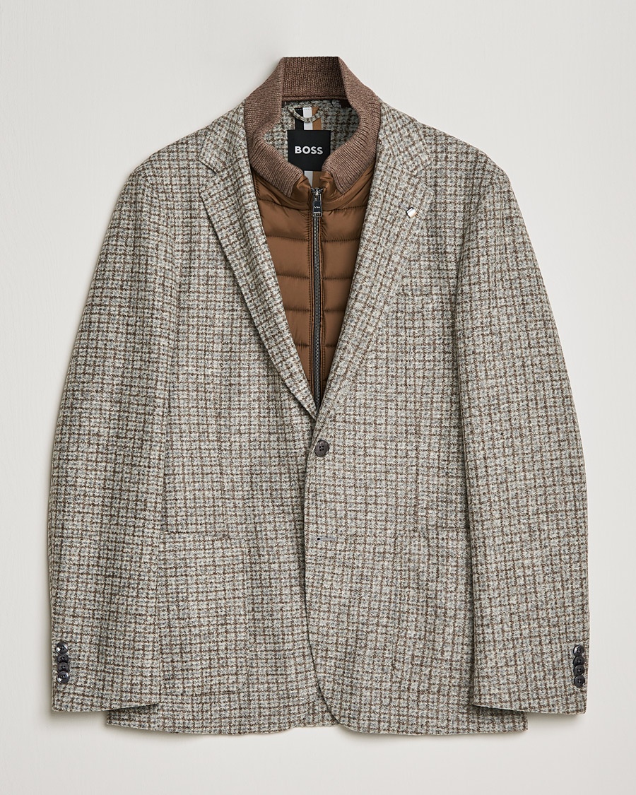 Herre | | BOSS | Hanry Wool Checked Patch Pocket Blazer Silver