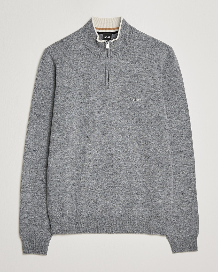 Herre | | BOSS | Barlo Lambswool Half Zip Silver
