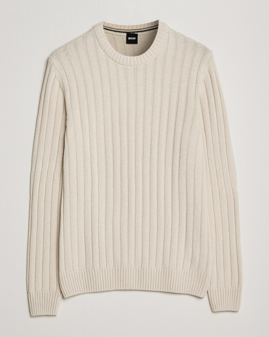 Herre |  | BOSS | Laaron Structured Knitted Sweater Open White
