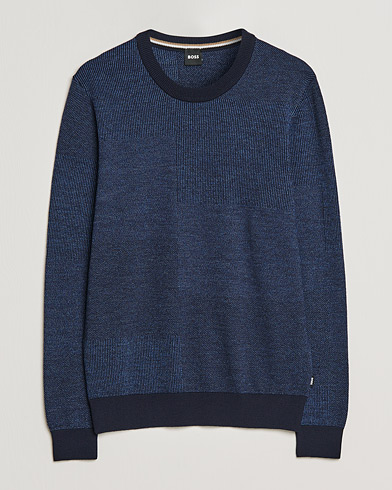 Herre |  | BOSS | Leugenio Strucktured Block Sweater Dark Blue