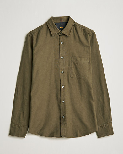 Herre |  | BOSS Casual | Relegant Flannel Shirt Dark Green