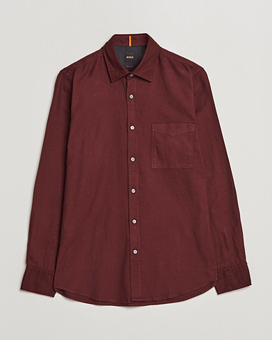 Herre |  | BOSS Casual | Relegant Flannel Shirt Dark Red