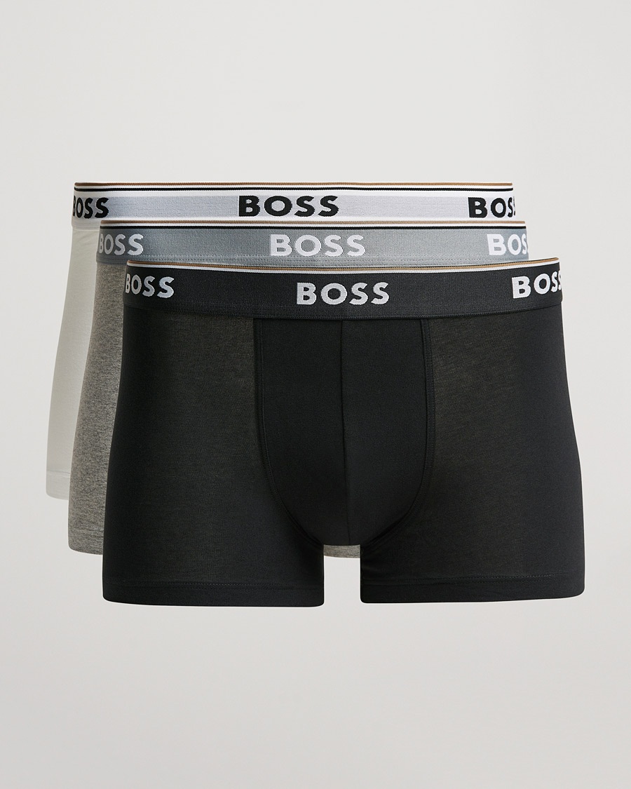 Herre | BOSS BLACK | BOSS BLACK | 3-Pack Trunk Boxer Shorts White/Grey/Black