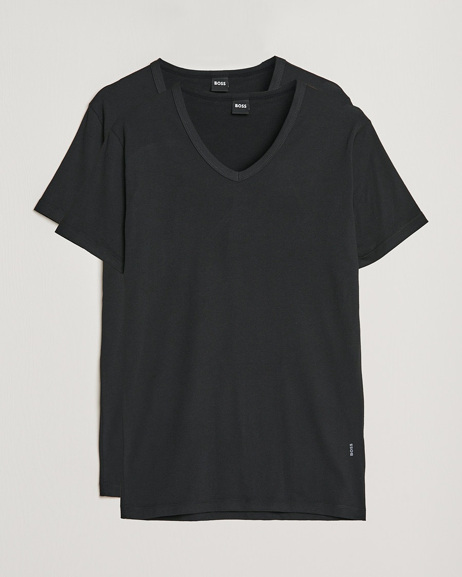 Herre | | BOSS BLACK | 2-Pack V-Neck Slim Fit T-Shirt Black