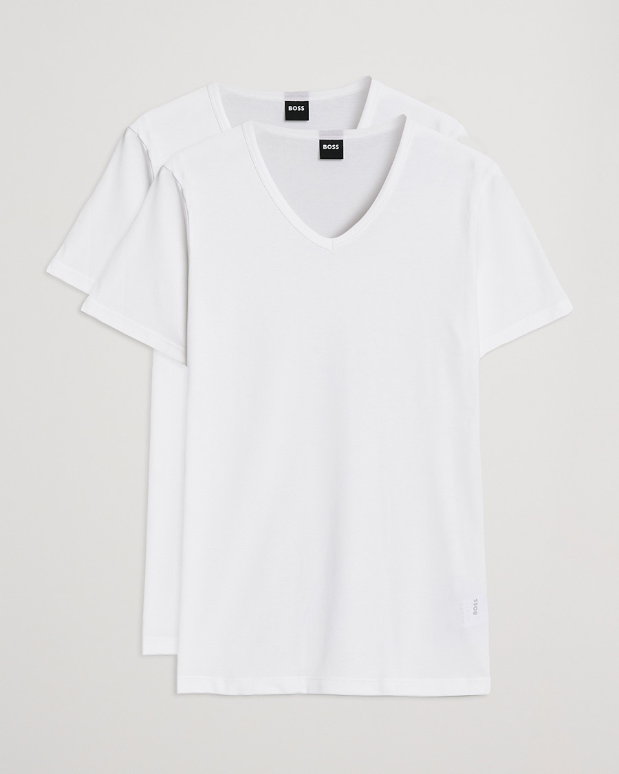 Herre | BOSS BLACK | BOSS BLACK | 2-Pack V-Neck Slim Fit T-Shirt White