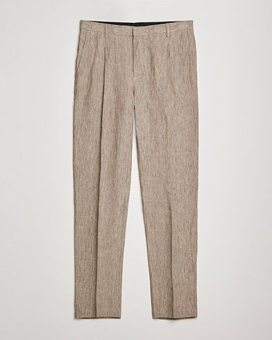 Sunspel Tailored Relaxed Fit Linen Trousers Dark Stone