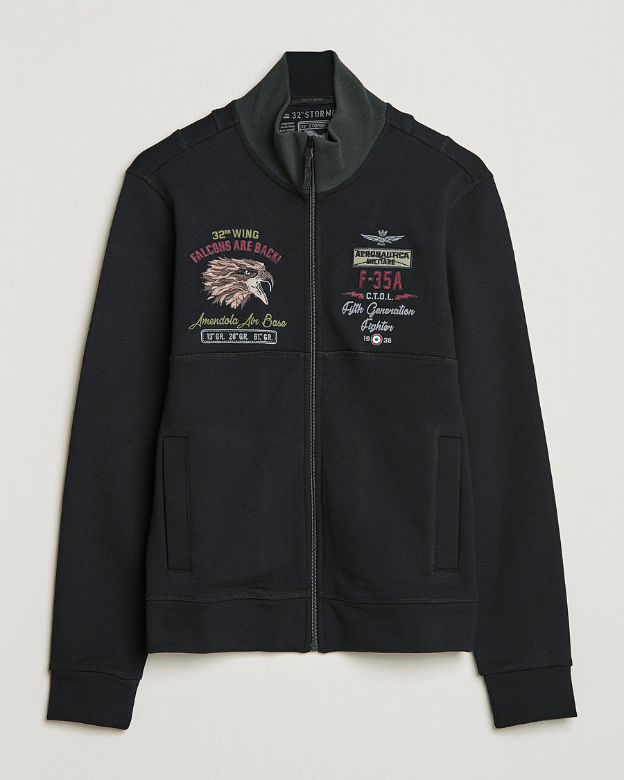 Herre | | Aeronautica Militare | Full Zip Sweatshirt Jet Black
